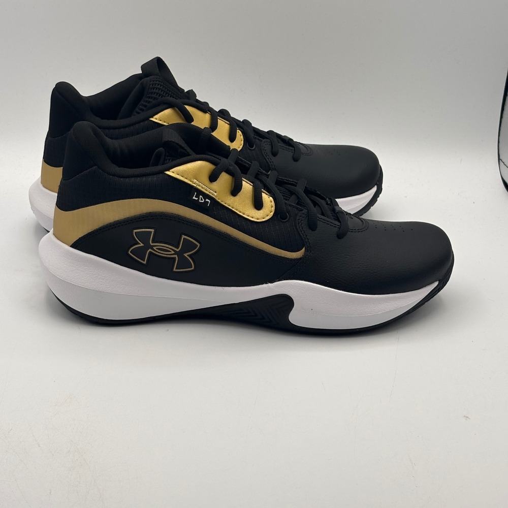 Under Armour Lockdown 7 Shoes Men Size 11 Black Gold Basketball 3028512-001